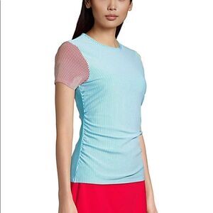 Land’s End swim shirt sleeve bathing suit top Tankini textured striped multi 4